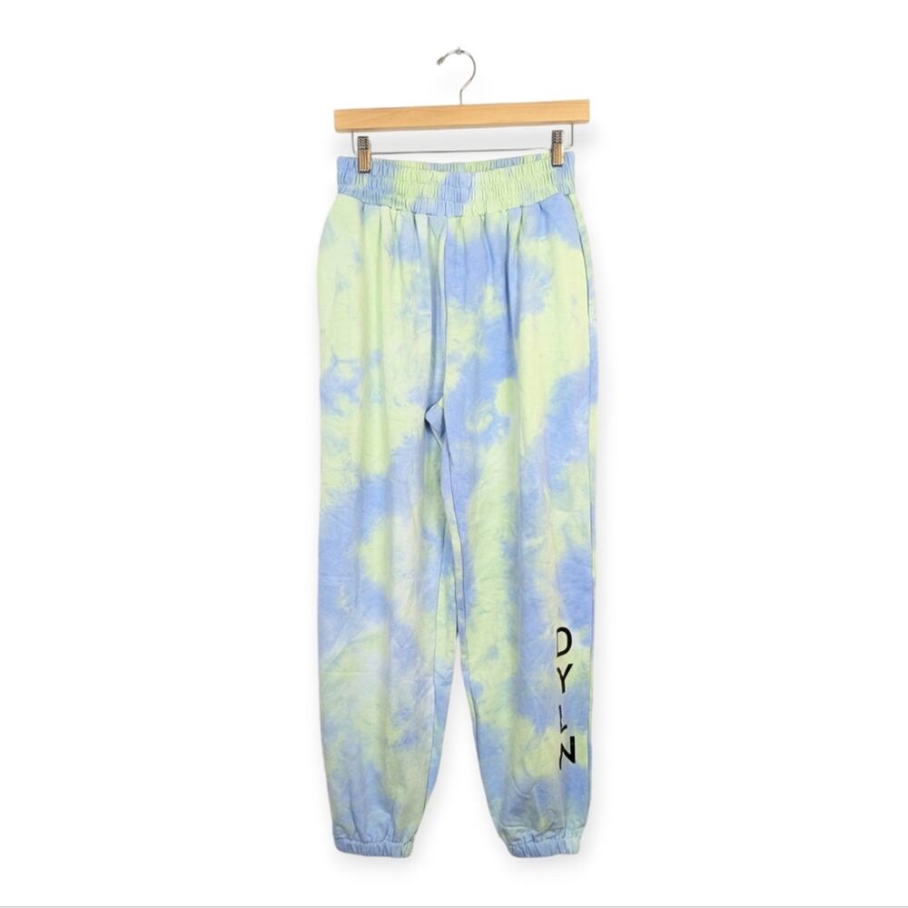 NWT BY.DYLN Green & Blue Sky Tie Dye Hudson Jogger Sweat Pants Size S